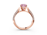 Rose gold Fancy Pink Cushion  Solitaire Pavé Diamond Engagement Ring with Four-Prong Setting_142