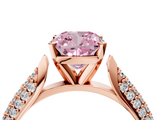 Rose gold Fancy Pink Cushion  Solitaire Pavé Diamond Engagement Ring with Four-Prong Setting_143