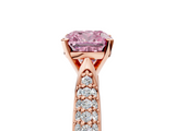 Rose gold Fancy Pink Cushion  Solitaire Pavé Diamond Engagement Ring with Four-Prong Setting_144