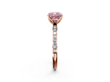 Rose gold Fancy Pink Cushion  Solitaire Pavé Diamond Engagement Ring with Four-Prong Setting_78