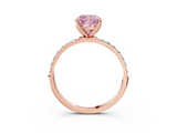 Rose gold Fancy Pink Cushion  Solitaire Pavé Diamond Engagement Ring with Four-Prong Setting_79