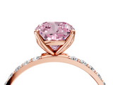 Rose gold Fancy Pink Cushion  Solitaire Pavé Diamond Engagement Ring with Four-Prong Setting_80