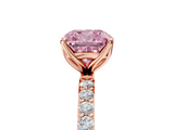 Rose gold Fancy Pink Cushion  Solitaire Pavé Diamond Engagement Ring with Four-Prong Setting_81