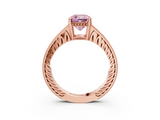 Rose gold Fancy Pink Cushion  Solitaire Pavé Diamond Milgrain Engagement Ring with Four-Prong Setting_6