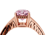 Rose gold Fancy Pink Cushion  Solitaire Pavé Diamond Milgrain Engagement Ring with Four-Prong Setting_7