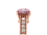 Rose gold Fancy Pink Cushion  Solitaire Pavé Diamond Milgrain Engagement Ring with Four-Prong Setting_8