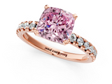 Rose gold Fancy Pink Cushion  Solitaire Pave Diamond Engagement Ring with Four-Prong Setting_349