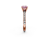 Rose gold Fancy Pink Cushion  Solitaire Pave Diamond Engagement Ring with Four-Prong Setting_350