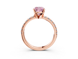 Rose gold Fancy Pink Cushion  Solitaire Pave Diamond Engagement Ring with Four-Prong Setting_351