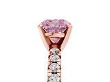 Rose gold Fancy Pink Cushion  Solitaire Pave Diamond Engagement Ring with Four-Prong Setting_353
