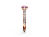 Rose gold Fancy Pink Cushion  Solitaire Pave Diamond Engagement Ring with Prong Setting_22