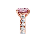 Rose gold Fancy Pink Cushion  Solitaire Pave Diamond Engagement Ring with Prong Setting_25