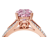 Rose gold Fancy Pink Cushion  Solitaire Pave Split Shank Engagement Ring with Six-Prong Setting_41