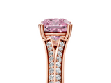 Rose gold Fancy Pink Cushion  Solitaire Pave Split Shank Engagement Ring with Six-Prong Setting_42