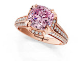 Rose gold Fancy Pink Cushion  Solitaire Pave Split Shank Ring with Four-Prong Setting_105
