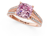 Rose gold Fancy Pink Cushion  Solitaire Split Shank Pavé Diamond Engagement Ring_386