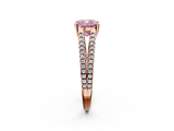 Rose gold Fancy Pink Cushion  Solitaire Split Shank Pavé Diamond Engagement Ring_387