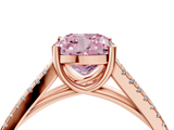 Rose gold Fancy Pink Cushion  Solitaire Split Shank Pavé Diamond Engagement Ring_389