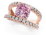 Rose gold Fancy Pink Cushion  Solitaire Split Shank Pave Diamond Ring_50