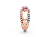 Rose gold Fancy Pink Cushion  Solitaire Split Shank Pave Diamond Ring_51