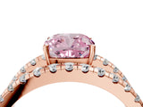 Rose gold Fancy Pink Cushion  Solitaire Split Shank Pave Diamond Ring_53