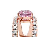 Rose gold Fancy Pink Cushion  Solitaire Split Shank Pave Diamond Ring_54