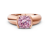 Rose gold Fancy Pink Cushion  Solitaire Tension Set Diamond Ring with Wide Band_20