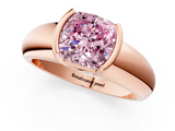 Rose gold Fancy Pink Cushion  Solitaire Tension Set Diamond Ring with Wide Band_21