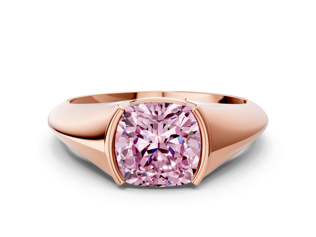 Rose gold Fancy Pink Cushion  Solitaire Tension Set Diamond Ring_19