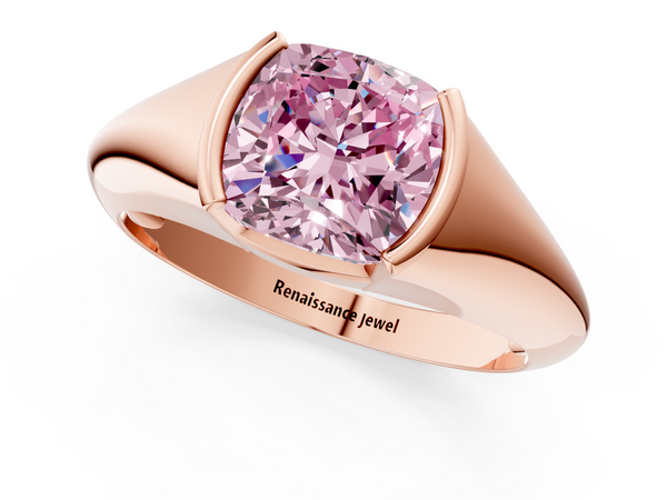 Rose gold Fancy Pink Cushion  Solitaire Tension Set Diamond Ring