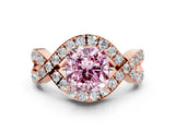 Rose gold Fancy Pink Cushion  Solitaire Twist Band Pavé Diamond Engagement Ring_33