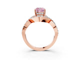 Rose gold Fancy Pink Cushion  Solitaire Twist Band Pavé Diamond Engagement Ring_36