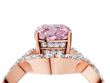 Rose gold Fancy Pink Cushion  Solitaire Twist Band Pavé Diamond Engagement Ring_37