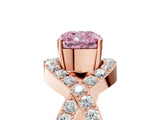 Rose gold Fancy Pink Cushion  Solitaire Twist Band Pavé Diamond Engagement Ring_38