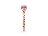 Rose gold Fancy Pink Cushion  Solitaire Twist Band Ring with Four-Prong Setting_70