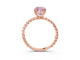 Rose gold Fancy Pink Cushion  Solitaire Twist Band Ring with Four-Prong Setting_71