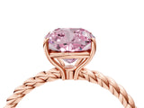 Rose gold Fancy Pink Cushion  Solitaire Twist Band Ring with Four-Prong Setting_72