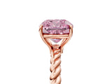Rose gold Fancy Pink Cushion  Solitaire Twist Band Ring with Four-Prong Setting_73