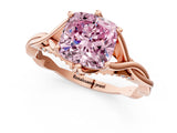 Rose gold Fancy Pink Cushion  Solitaire Twist Band Six-Prong Setting 2