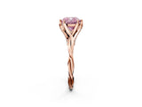 Rose gold Fancy Pink Cushion  Solitaire Twist Band Six-Prong Setting 3