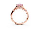 Rose gold Fancy Pink Cushion  Solitaire Twist Band Six-Prong Setting 4