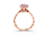 Rose gold Fancy Pink Cushion  Solitaire Twist Band with Leaf Prong Setting 3