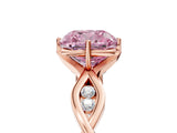 Rose gold Fancy Pink Cushion  Solitaire Twist Band with Leaf Prong Setting 5