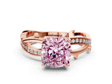 Rose gold Fancy Pink Cushion  Solitaire Twist Band with Pavé Accents and Four-Prong Setting_20