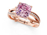 Rose gold Fancy Pink Cushion  Solitaire Twist Band with Pavé Accents and Four-Prong Setting_21