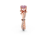 Rose gold Fancy Pink Cushion  Solitaire Twist Band with Pavé Accents and Four-Prong Setting_22