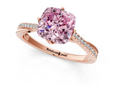 Rose gold Fancy Pink Cushion  Solitaire Twist Band with Pavé Diamonds and Four-Prong Setting_54