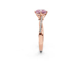Rose gold Fancy Pink Cushion  Solitaire Twist Band with Pavé Diamonds and Four-Prong Setting_55