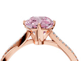 Rose gold Fancy Pink Cushion  Solitaire Twist Band with Pavé Diamonds and Four-Prong Setting_57