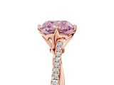 Rose gold Fancy Pink Cushion  Solitaire Twist Band with Pavé Diamonds and Four-Prong Setting_58